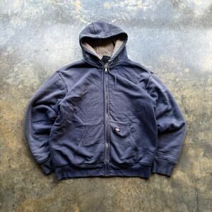 Faded Vintage Baggy Dickies Sherpa Lined Zip Up Hoodie‎